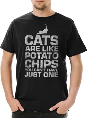 Produktbild von Urban Backwoods Cats Are Like Potato Chips, Herren T-Shirt, Farbe: Schwarz, Größe: 2XL