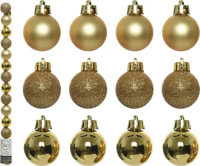 Weihnachtskugeln Kunststoff 3cm 14er Set - Hellgold
