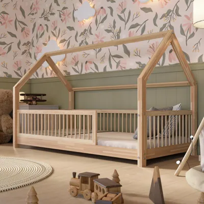 Produktbild von Crazy Pine Hausbett 200x90 cm – Montessori Kinderbett aus stabilem massivem Kiefernholz – Sicheres Kinderbett, Skandinavisches Design – Crazy Folly