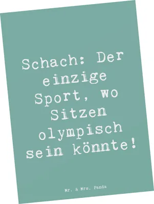Produktbild von Mr. & Mrs. Panda Grußkarte Spruch Schach Sport - Meeresbrise - Geschenk, Teamsport, Postkarten, Sportart, Ansichtskarten, Postkarte, Geduld, Fotokarte, Sportler Geschenke