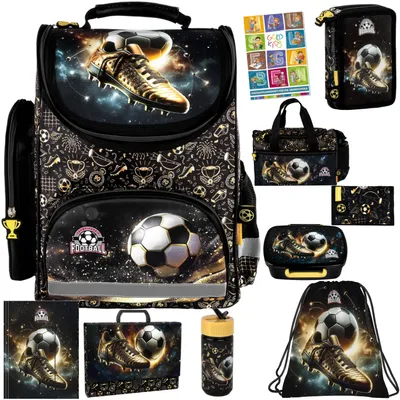 Produktbild von Schulranzen für Mädchen, 10er-Set - Schul-Rucksack für Kinder mit Federmäppchen - Schuhbeutel Trinkflasche und Brotdose - Ball Motiv