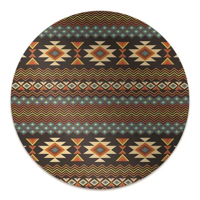 Produktbild von Rundmatte - Stuhlunterlage Bürostuhlunterlage - Rund Ø 100 cm - Bodenmatte - Fußmatte - Ethnische Muster