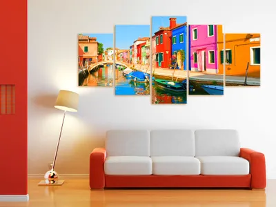 Produktbild von Akustikbild Architektur 200x100 cm Bilder Akustikschaum Hochleistungsschallabsorber Schallschutz Leinwand 5 tlg Wandbild Raumakustik Schalldämmung 030202-10