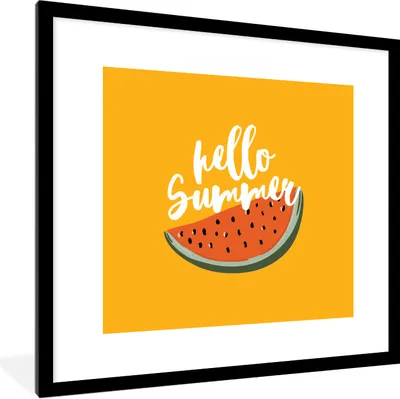 Produktbild von MuchoWow® Gerahmtes Poster Sommer - Wassermelone - Gelb 40x40 cm - Poster mit Schwarzem Bilderrahmen Wandposter Rahmen Foto Bilder - Poster - Plakat im Rahmen