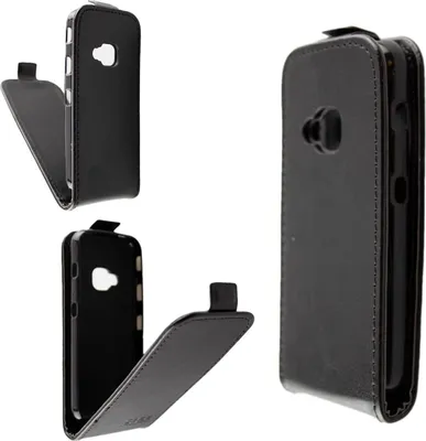 Collage of a black flip phone case from different angles.