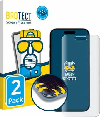 Produktbild von 2x BROTECT Fullscreen Schutzfolie für Apple iPhone 15 / 15 Pro Displayschutz Folie Fullcover Matt Entspiegelungsfolie
