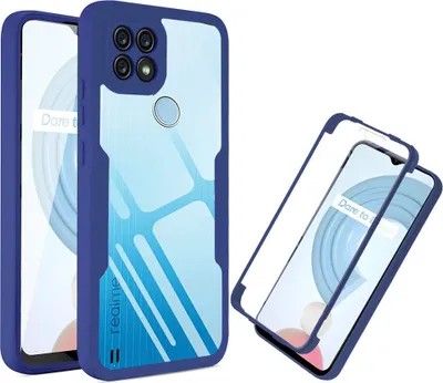 Immagine prodotto di Oppo Realme C21 Custodia protettiva, Built-in screen protector 360 gradi protezione completa custodia del telefono cellulare per Oppo Realme C21 Blue