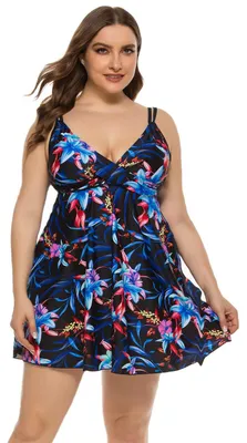 Produktbild von Beachkini Zweiteiliger Badeanzug mit Retro-Print für Frauen in Übergröße Tankini