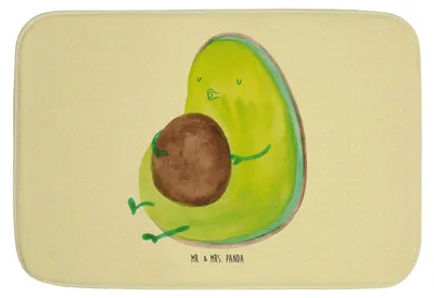 Produktbild von Mr. & Mrs. Panda Badteppich Avocado Pfeifen - Gelb Pastell - Geschenk, Duschvorleger, Badematte, duschmatte, Badezimmerteppich, badezimmermatte, Ernährung, Schwanger