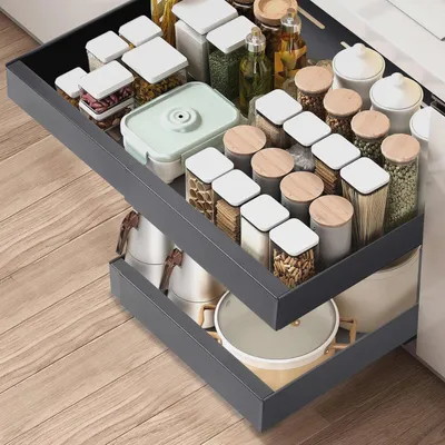 Produktbild von Teleskopschublade, Ausziehbare Schublade KüChe,KüChenschrank Organizer für KüChenschräNke, Schubladen Organizer,Kein Bohren und Nageln Erforderlich KüChenschublade