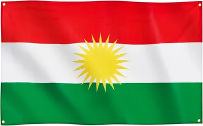Produktbild von Kurdische Flagge 91x152 cm, 4 Messing Ösen, für Innen- und Außenbereich, Lebendige Farben