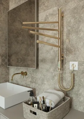 Immagine prodotto di ELNA Vertical 4 Termosifone elettrico da bagno barre girevoli 45W 60x40 cm oro