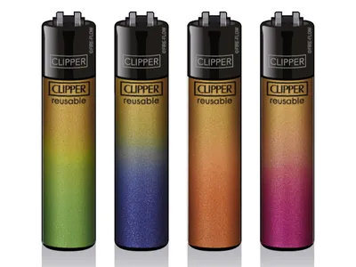 Zdjęcie produktu dla Zapalniczki Clipper - zestaw 4 sztuk: złoty gradient