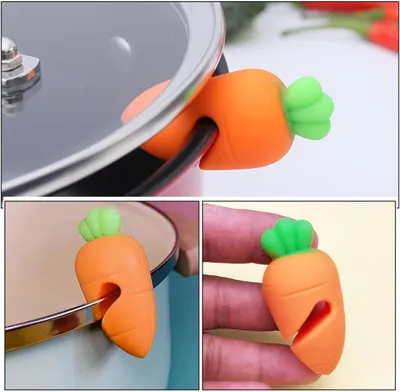 Produktbild von Topfdeckelhalter aus hitzebeständigem Silikon, 4 Stück, mit Überkochverschluss zum Kochen von Brei und zur Vermeidung des Überlaufens