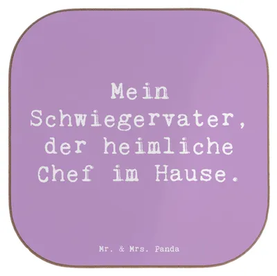 Produktbild von Mr. & Mrs. Panda Untersetzer für Gläser Spruch Schwiegervater Chef - Lavendeltraum - Geschenk, Tassenuntersetzer, gläseruntersetzer, Glas, Jubiläen, Coaster, handgemacht