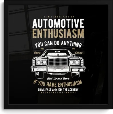 Produktbild von MuchoWow® MuchoWow® Gerahmtes Poster Mancave - Auto - Zitate - Oldtimer 40x40 cm - Poster mit zchwarzem Bilderrahmen - Mit Rahmen - Wanddekoration Schlafzimmer
