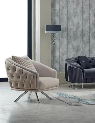 Zdjęcie produktu dla fotel jednoosobowy tapicerowany tkaniną w kolorze beżowym do salonu