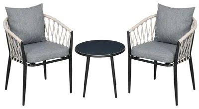 Produktbild von Gartenmöbel-Set – Bistro-Set – Balkonmöbel – Sitzgruppe für 2 Personen – Lounge-Set – 2 Sessel mit Kissen