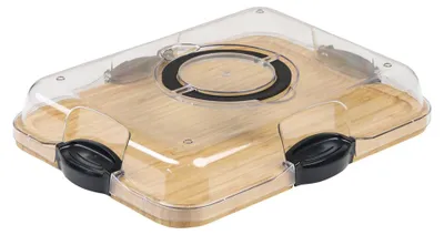 Immagine prodotto di KESPER: Vassoio da portata con coperchio, piatto per snack, contenitore per il trasporto, servizio per feste, in bambù, modello 58630