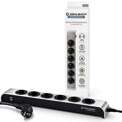 Produktbild von OEHLBACH Powersocket 505, 1,5 m, Drinnen, Aluminium, Kunststoff, Aluminium, Anthrazit, 6 AC-Ausgänge, 120 V