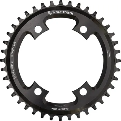 Image de Wolf Tooth SRAM chainring, 107 BCD, 4 trous, 38 dents, Drop-Stop B, noir