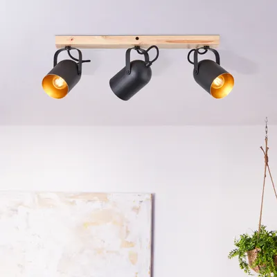Produktbild von BRILLIANT moderner Spotbalken TRONTE | Drei flammige Deckenleuchte mit Holz aus nachhaltigem Anbau| 3x E14 max. 28W | Metall/Holz