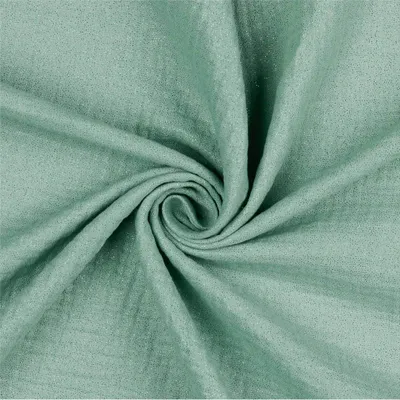 Glitzer Musselin Stoff 50x136cm uni Oeko-Tex Double Gauze Windeltuch Mulltuch Baumwolle blassgrün