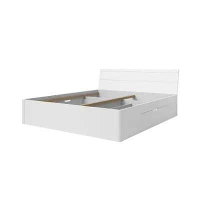 Image de Lit double blanc 180x200cm avec tiroirs de rangement Sommier à lattes Eleyn