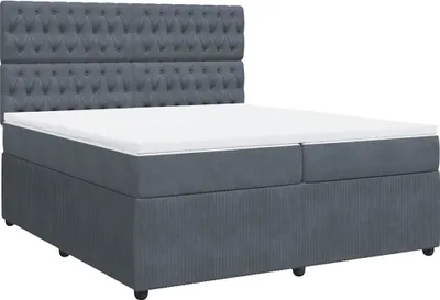 Produktbild von vidaXL Boxspringbett mit Matratze Dunkelgrau 200x200 cm Samt