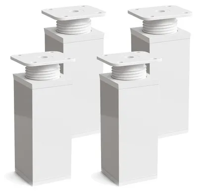 Produktbild von 4er Set sossai moderne Möbelfüße in Weiß 60mm höhenverstellbar Schrankfüße Sockelfüße