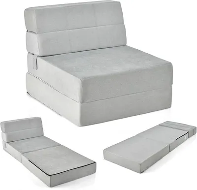 Produktbild von 3 in 1 klappbares Schlafsofa, Klappmatratze, Schaumstoff extra dick (15cm), Sofabett, Bodenmatratze, Faltmatratze, Gästematratze mit abnehmbarem & waschbarem Bezug, 190 x 71 x 15 cm, Grau