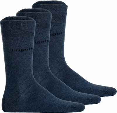 Produktbild von bugatti Basic Mens Socks 3er Pack 6703 546 indigo melange blau Strumpf Socken, Größe:43-46