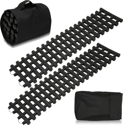 Produktbild von Fiqops 2x Piesok Vozidlo Snehové rampy 80x21cm Cestné trakčné rohože Auto doska s úložným vreckom