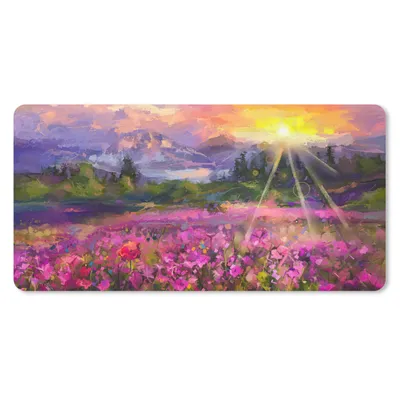 Produktbild von MuchoWow® Schreibtischunterlage Gemälde - Ölfarbe - Blumen - Natur - Sonne 80x40 cm - XXL Mauspad - Gaming Mauspad