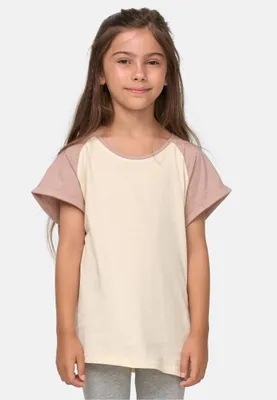 Obrázek produktu pro Dětské tričko Urban Classics Girls Contrast Raglan Tee whitesand/duskrose - 110/116