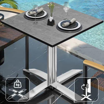 Produktbild von CPTG | Bistro Tisch | B:T:H 60 x 60 x 76 cm | Beton / Aluminium | Klappbar/ Zusatzgewicht | Bistrotisch Gastro Tisch
