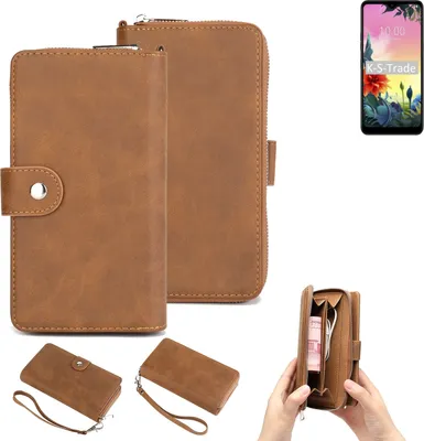 Produktbild von K-S-Trade Handyhülle Schutzhülle kompatibel mit LG Electronics K50S & Portemonnee Tasche Handytasche Case Etui Geldbörse Wallet braun (1x)