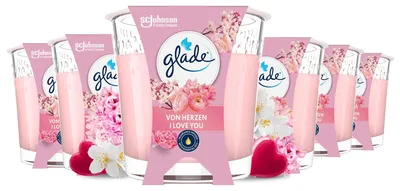 Image de Coffret de 6 bougies parfumées Glade, "I Love You", en verre, 6 x 112g