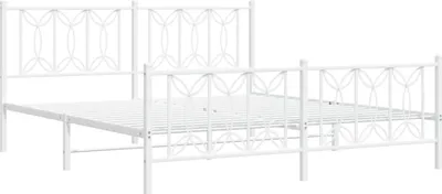 Produktbild von Bettgestell mit Kopf- und Fußteil Metall Weiß 183x213 cm