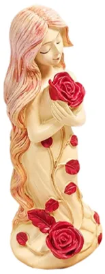 Produktbild von Harzfigur einer jungen Frau mit einer Rose