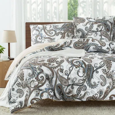 Produktbild von Bettwäsche-Set 220x240cm 3-teilig Beige Paisley Mikrofaser