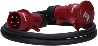 Productafbeelding van CEE Verlengkabel - Krachtstroomkabel - Stroomvoorziening Buiten - IP44 Spatwaterdicht - 2 Meter - Rood