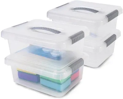 Produktbild von Famanu Aufbewahrungsbox mit Deckel - 3 Liter - große Kunststoffbox mit Deckel - Set von 4