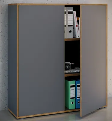 Produktbild von VCM Holz Büroschrank Ordner Aktenschrank Büromöbel Schrank Salia 3-fach Breite 100 cm Drehtüren