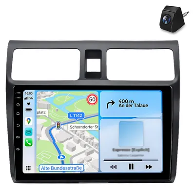 Obrázok produktu pre 10-palcové autorádio s Androidom a zadnou kamerou pre Suzuki Swift 2003–2010, 4 GB/64 GB, CarPlay, GPS navigácia, Wi-Fi, Bluetooth, 2-DIN s DSP