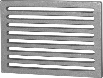 A rectangular cast iron grate with horizontal slots.