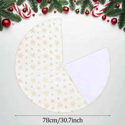 Immagine prodotto di Copri albero di Natale rotondo, bianco, diametro 78 cm, con fiocchi di neve dorati