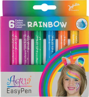 Produktbild von Jofrika 708797 Aqua Easy Pen Rainbow Box Schminkstifte-Set, 6 wasserlösliche Farben, mehrfarbig (1 Set)