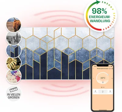 Image de Klarstein Air Art Smart Chauffage Infrarouge, 700W Radiateur Electrique pour Maison, Contrôle via l'Application IoT/WiFi, Détection de Fenêtre Ouverte, Chauffage Mural, Thermostat, Econome, Sans CO2