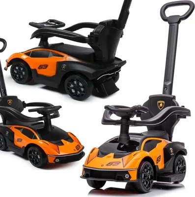 Obrázok produktu pre Detské chodítko na tlačenie športové Lamborghini - detské vozidlo na tlačenie s úložným priestorom a bezpečnostnými tyčami